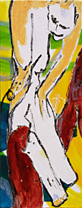 malerei von mesaoo wrede, "dämonen füttern",  acryl auf leinwand, 20x50 cm, 2007
